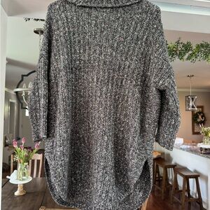 Express Gray Cowl Neck Sweater Chunky Knit Oversized